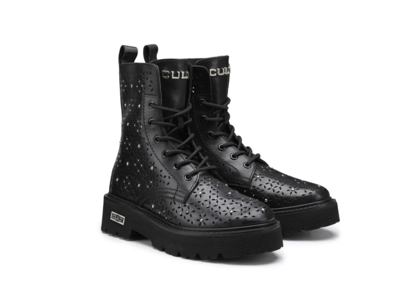Cult Anfibi*Anfibi Traforati In Pelle Clw362700 Nero