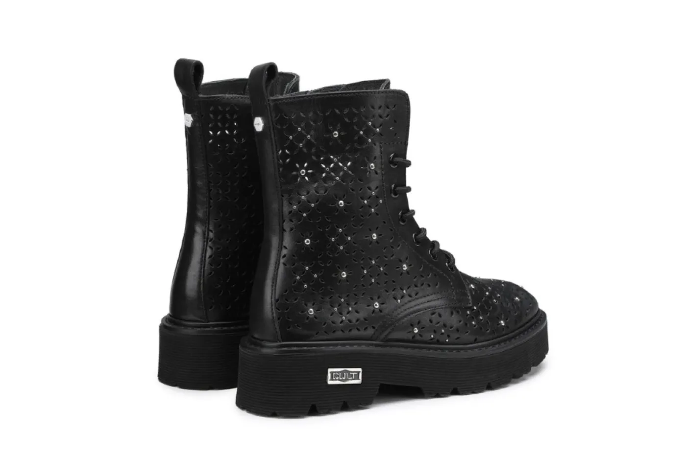 Cult Anfibi*Anfibi Traforati In Pelle Clw362700 Nero