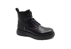 * Con Lacci*Anfibio Ambitious In Pelle Nero Casual Lacci Zip