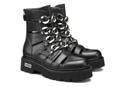 Cult Anfibi*Anfibio Cut Out In Pelle Con Zip Clw340600 Slash Nero