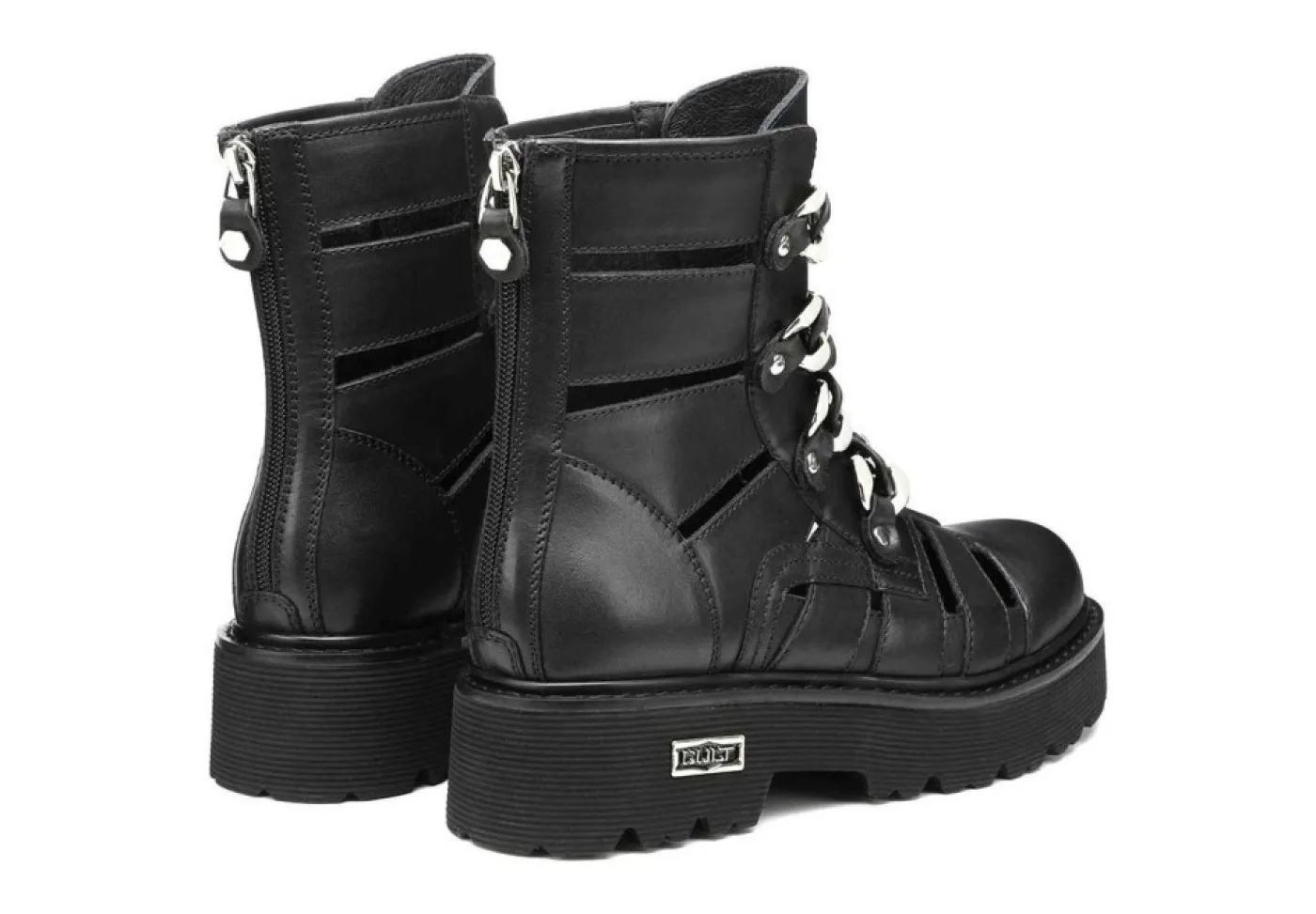 Cult Anfibi*Anfibio Cut Out In Pelle Con Zip Clw340600 Slash Nero