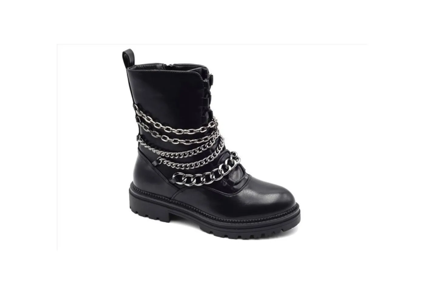 Gold&Gold Anfibi*Anfibio Da Donna Con Catene Gold&Gold Gs171 Nero