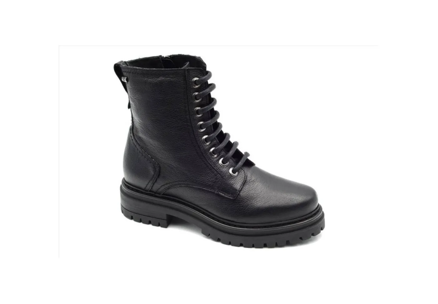 Valleverde Anfibi*Anfibio Da Donna In Pelle Con Zip 49421 Vitello Nero