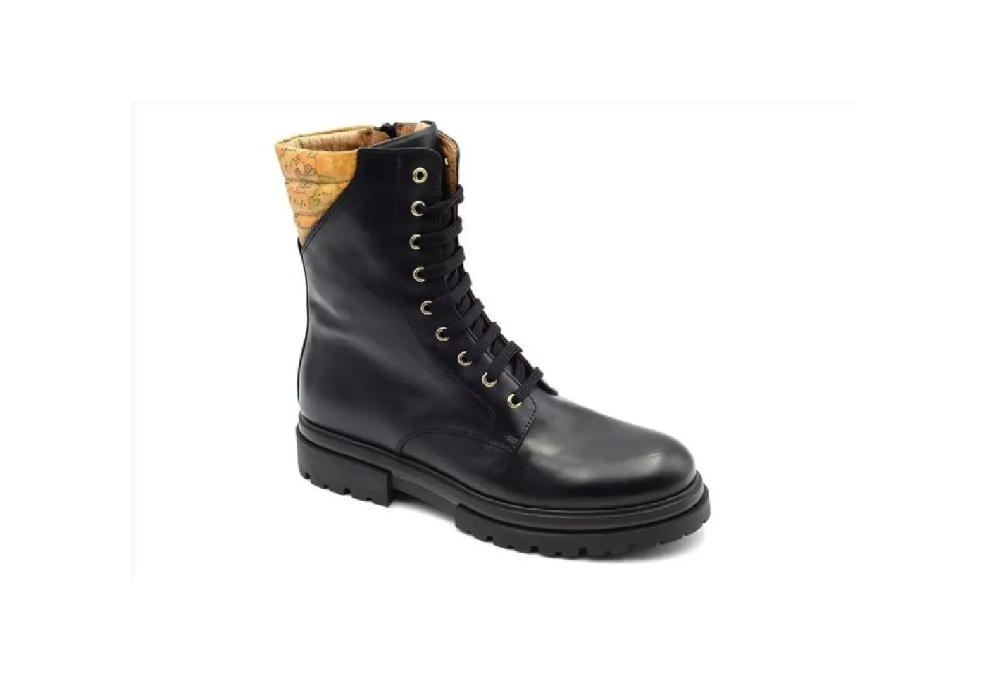 Alviero Martini J Anfibi*Anfibio Donna In Pelle Con Zip Alviero Martini 1072 Black Geo Classic