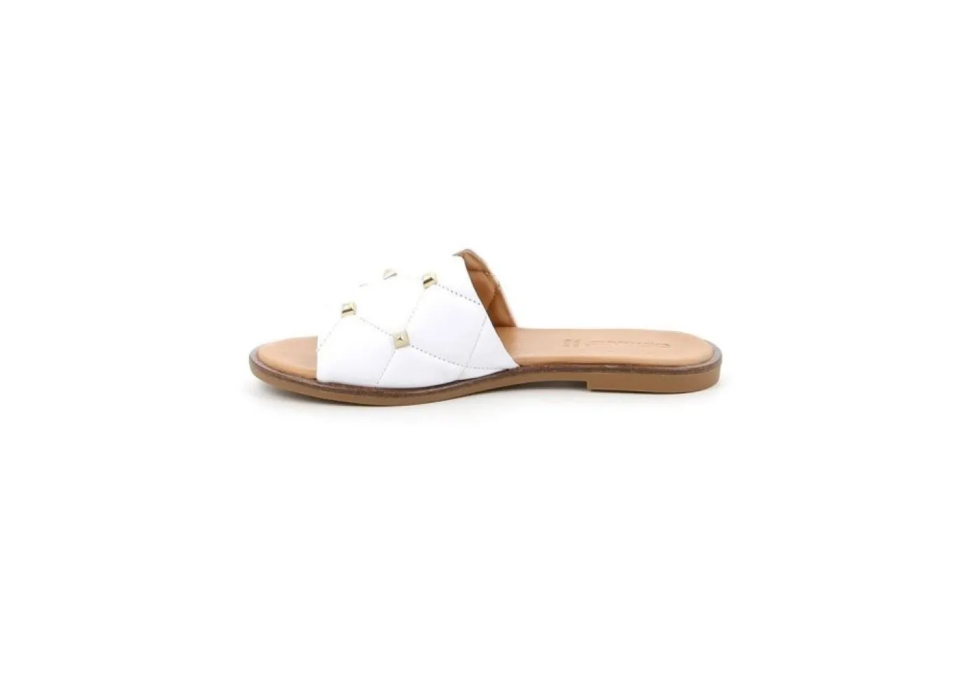 Grunland Ciabatte A Fascia*Ciabatta Con Borchie Da Donna In Pelle Ci3004 Bianco