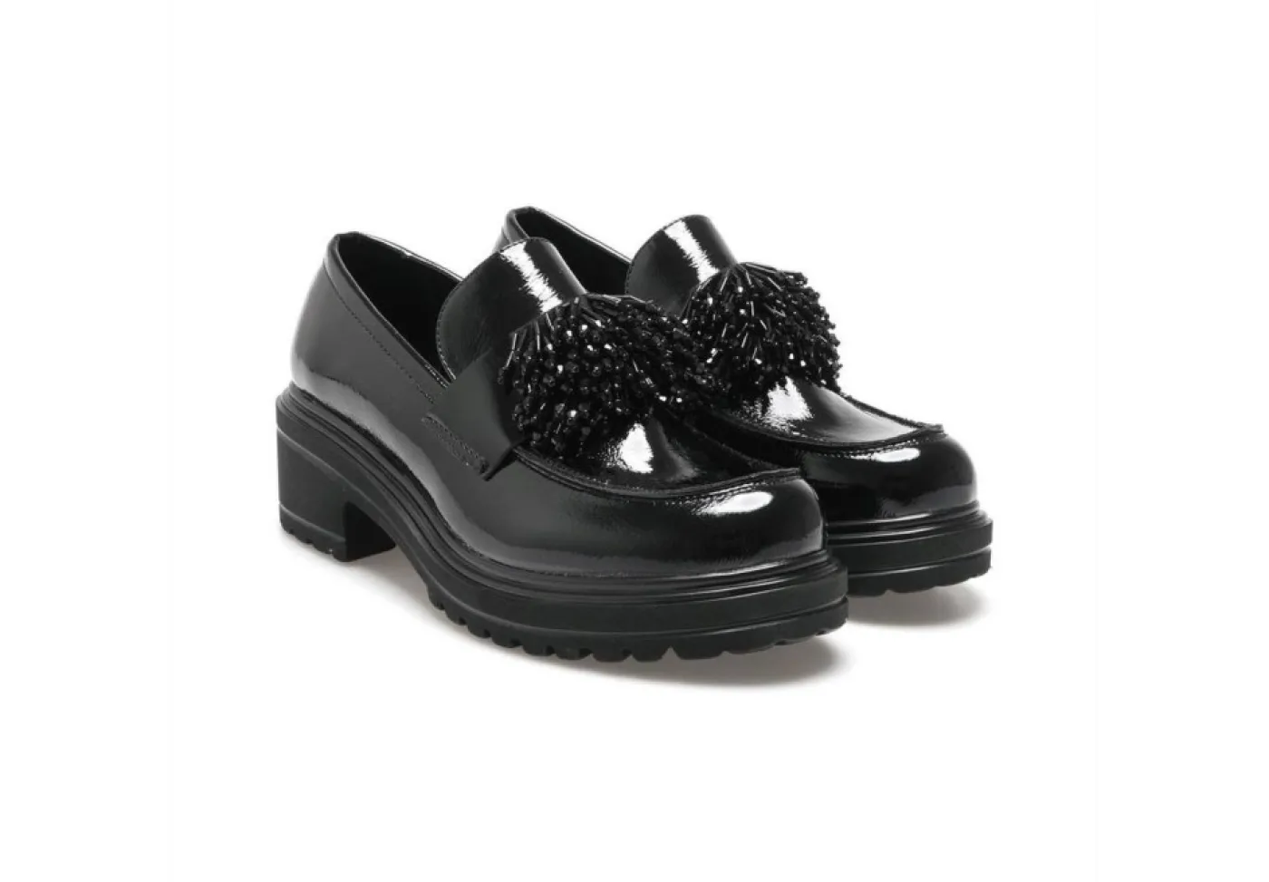 Queen Helena Stringate*Mocassino Con Tacco A Blocco Scarpa X27-108