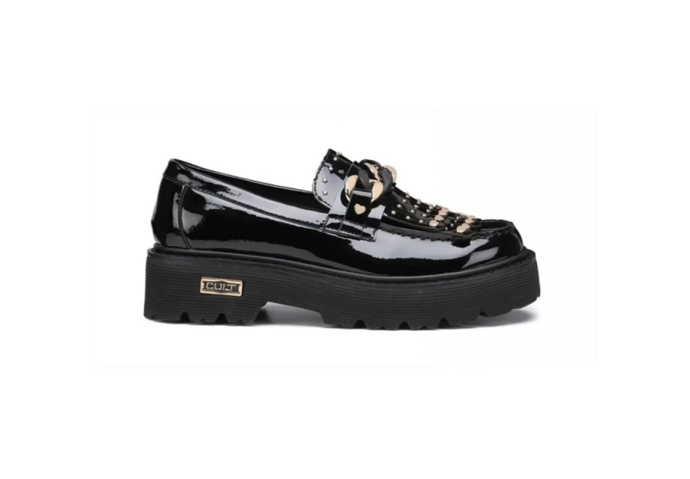 Cult Ballerine E Mocassini*Mocassino Da Donna In Vernice Con Borchie Clw348700 Nero