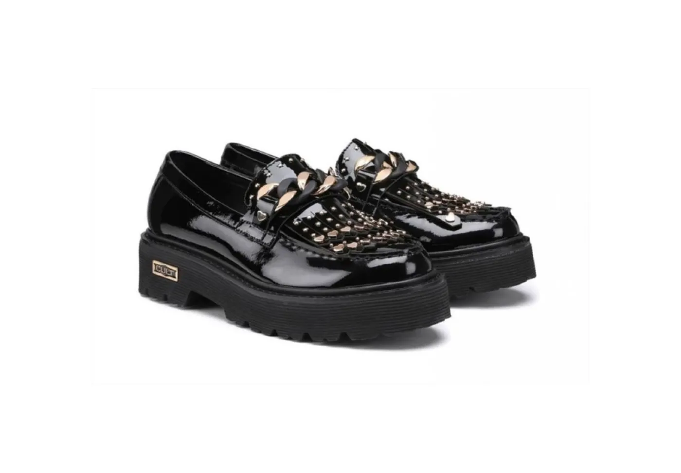 Cult Ballerine E Mocassini*Mocassino Da Donna In Vernice Con Borchie Clw348700 Nero