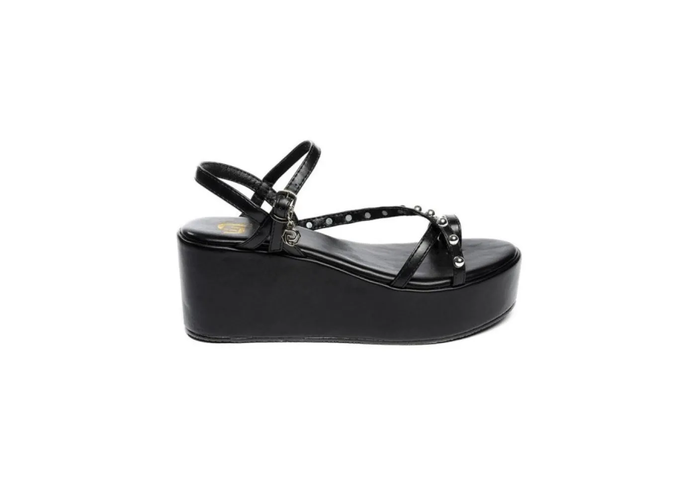 Gold&Gold Zeppe*Sandalo Da Donna Con Incrocio E Borchie Goldegold Gp22-319 Nero