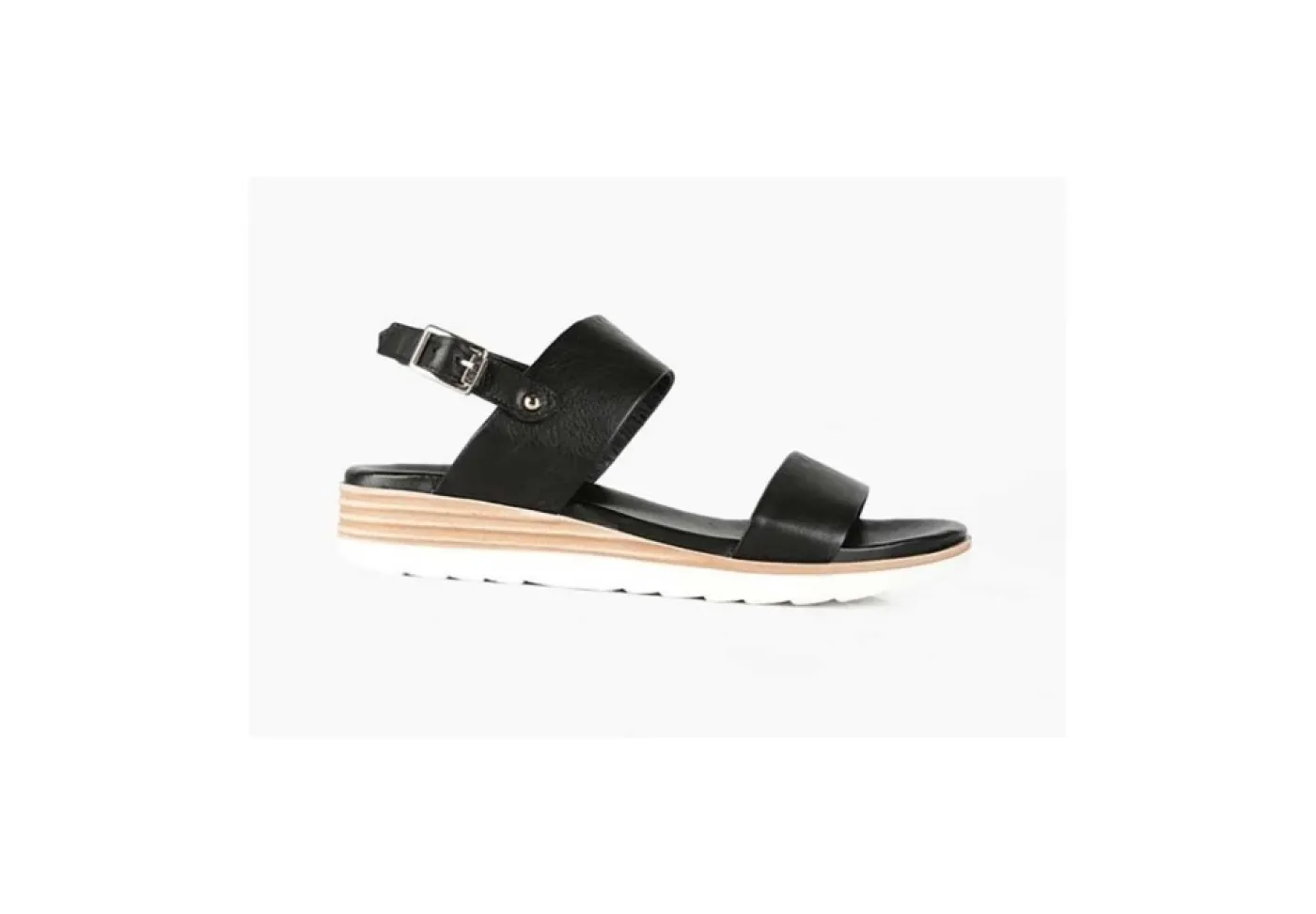 Keys Sandali Bassi*Sandalo Da Donna In Pelle Con Zeppa K-6520 Nero