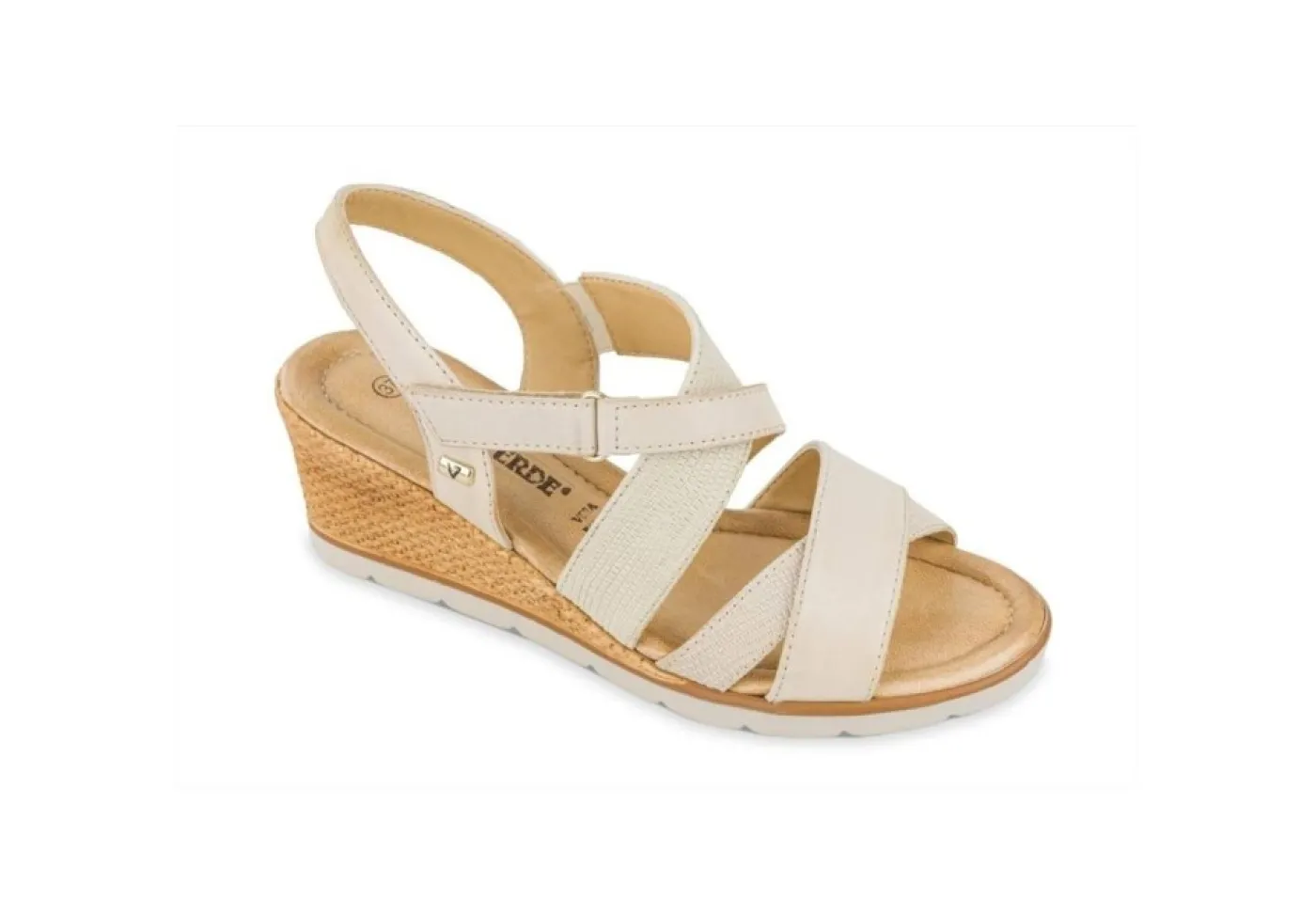 Valleverde Zeppe*Sandalo Da Donna In Pelle Con Incroci 16251 Sabbia Beige
