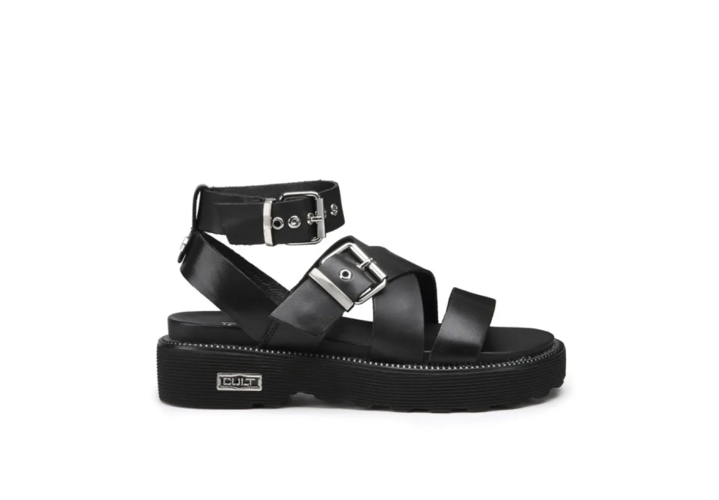 Cult Sandali Bassi*Sandalo Da Donna Regolabile In Pelle Clw344200 Nero