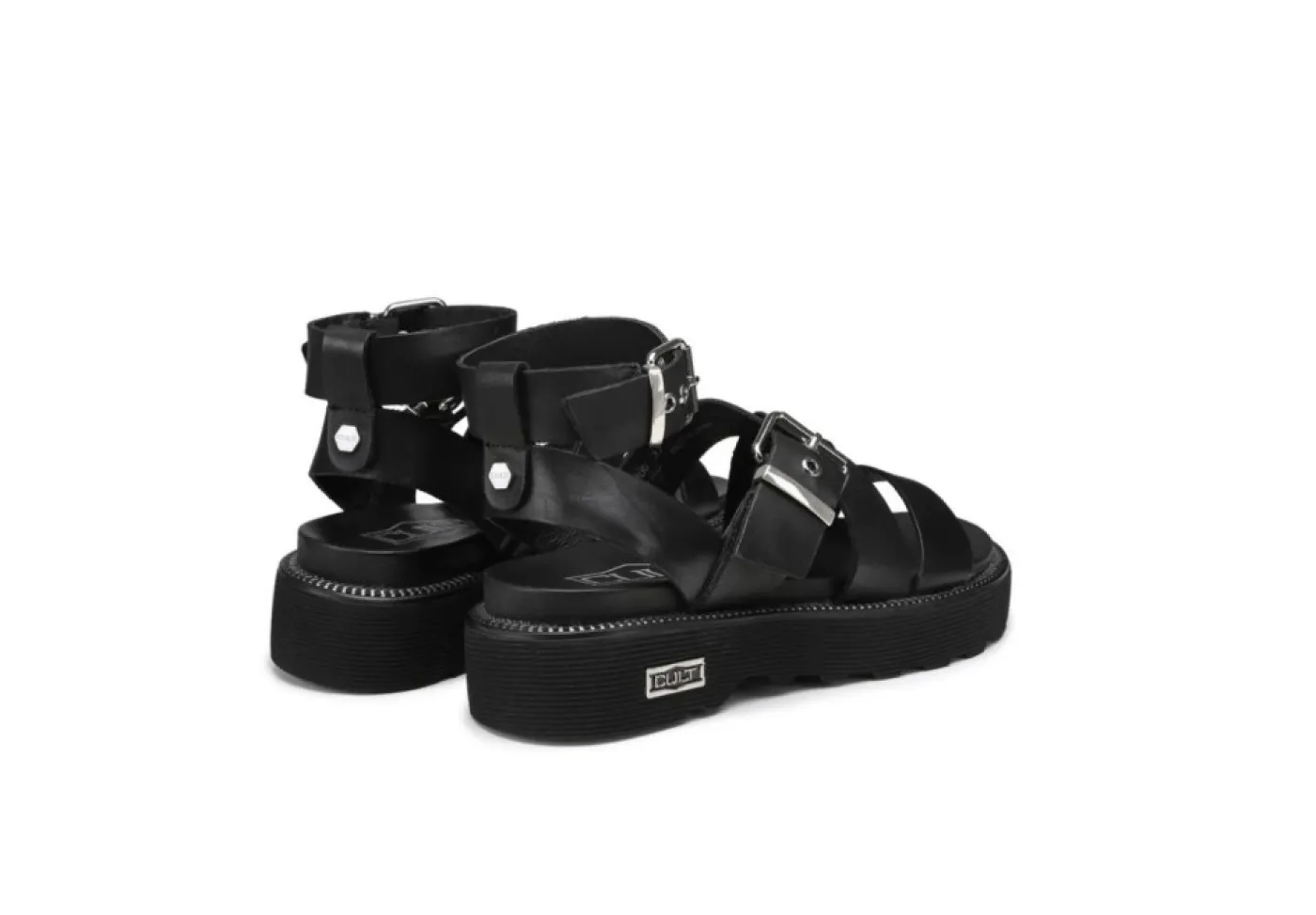 Cult Sandali Bassi*Sandalo Da Donna Regolabile In Pelle Clw344200 Nero