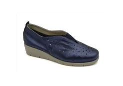 Cinzia Soft Slip-On*Scarpa Da Donna In Pelle Traforata Con Zeppa 12825 Blu
