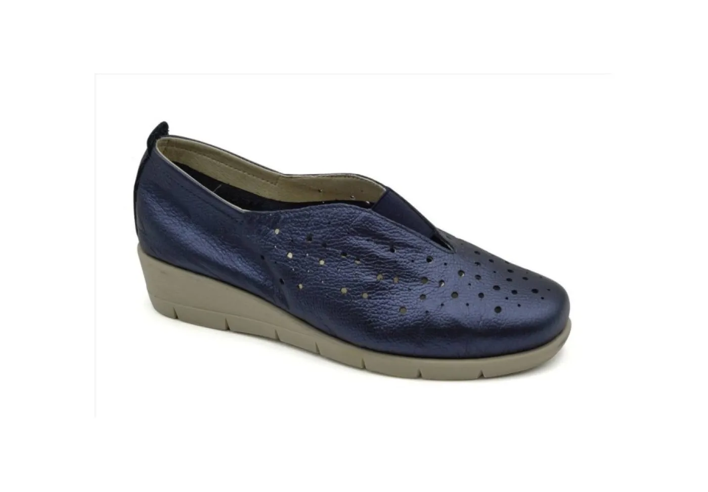 Cinzia Soft Slip-On*Scarpa Da Donna In Pelle Traforata Con Zeppa 12825 Blu