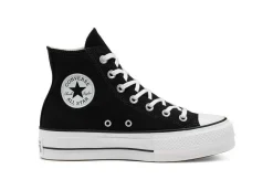 Converse Sportive*Scarpa Sneaker Alta In Tela Nera Da Donna Platform Chuck Tayl