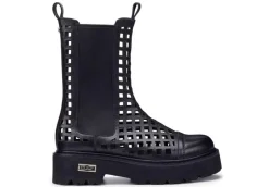 Cult Tronchetti*Scarpa Stivaletto Chelsea Da Donna In Pelle Traforato Nero