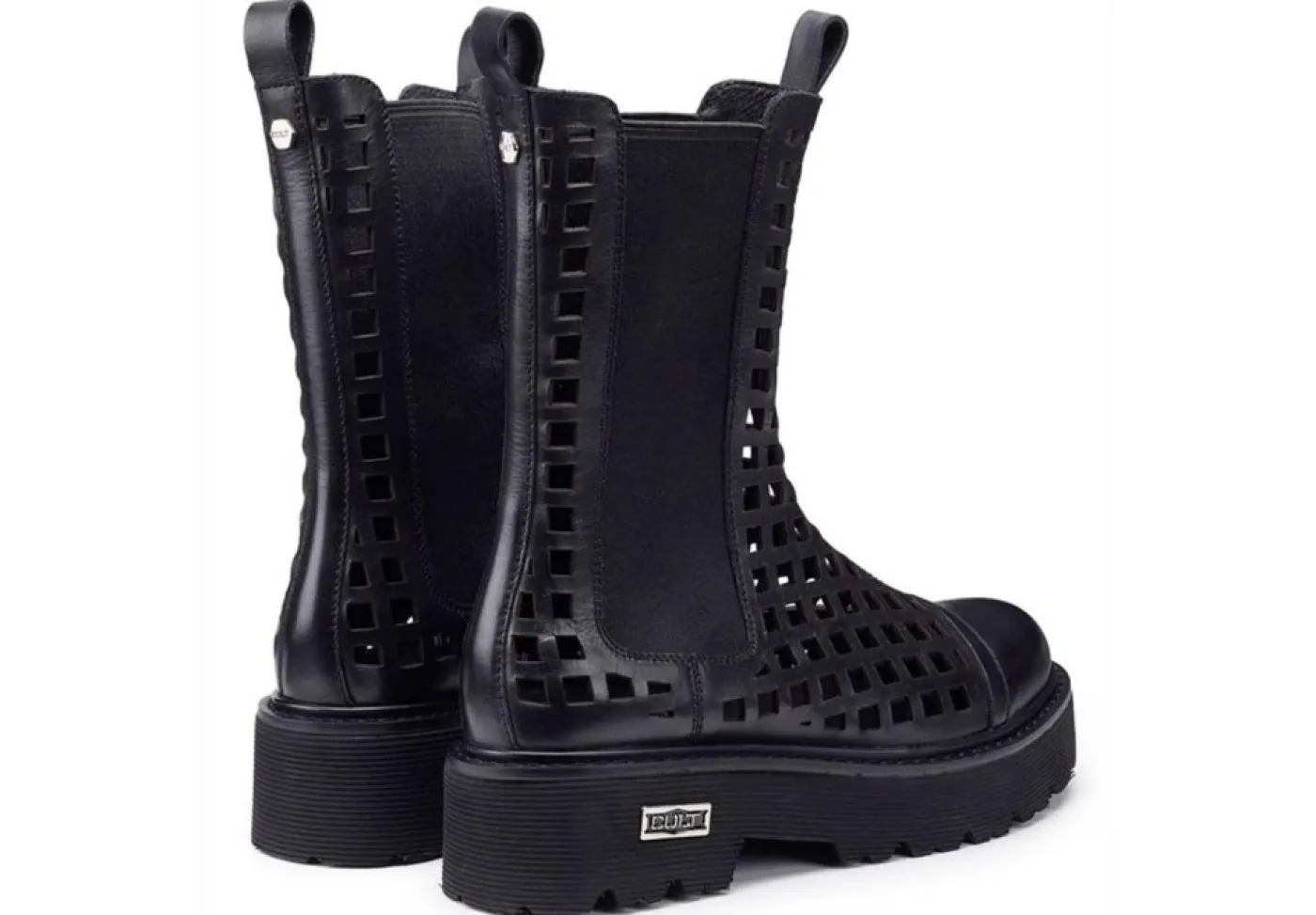 Cult Tronchetti*Scarpa Stivaletto Chelsea Da Donna In Pelle Traforato Nero