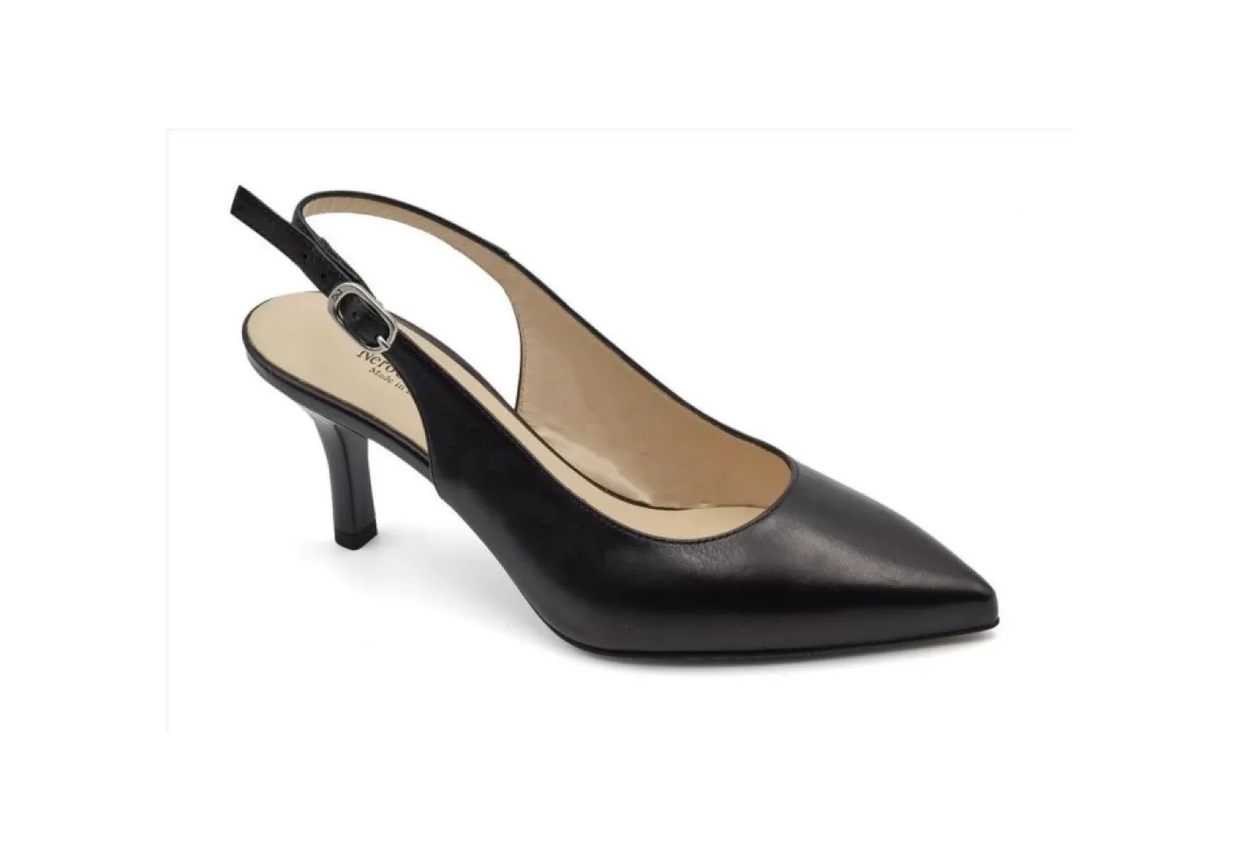 Nero Giardini Decollete*Slingback In Pelle Con Tacco E011090De Nero