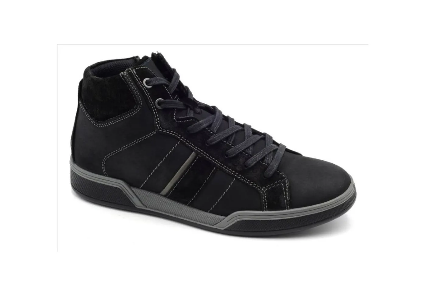 Imac Sneakers Alte*Sneaker Alta In Pelle Imatex 802880 Black Grey