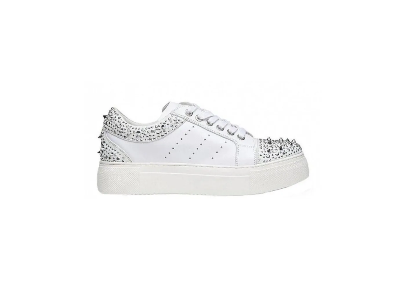 Cult Platform*Sneaker Da Donna In Pelle Platfrom Cle104366 White Silver