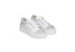Cult Platform*Sneaker Da Donna In Pelle Platfrom Cle104366 White Silver