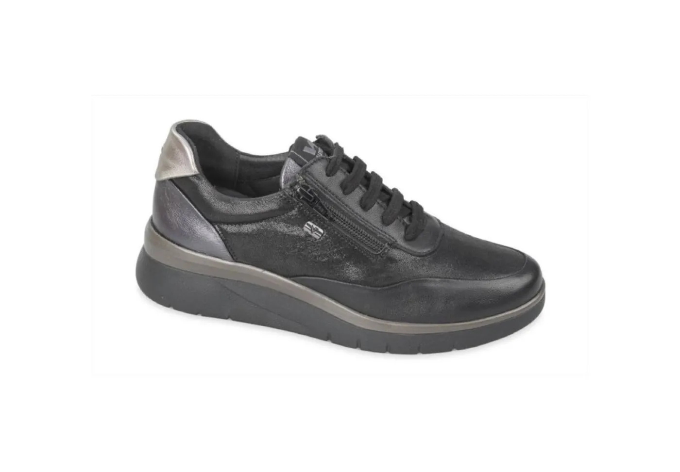 Valleverde Sneakers Basse*Sneakers Da Donna Casual In Pelle Con Lacci E Zip 36356 Ner