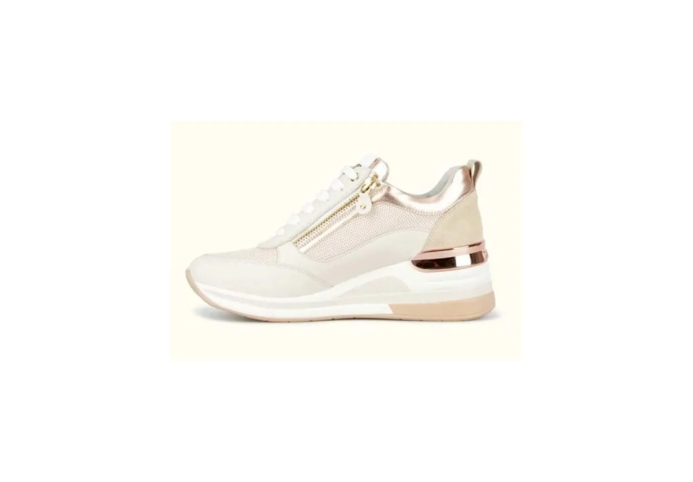 Keys Sneakers Basse*Sneakers Da Donna Con Zeppa K-6022 Beige Metal Gold