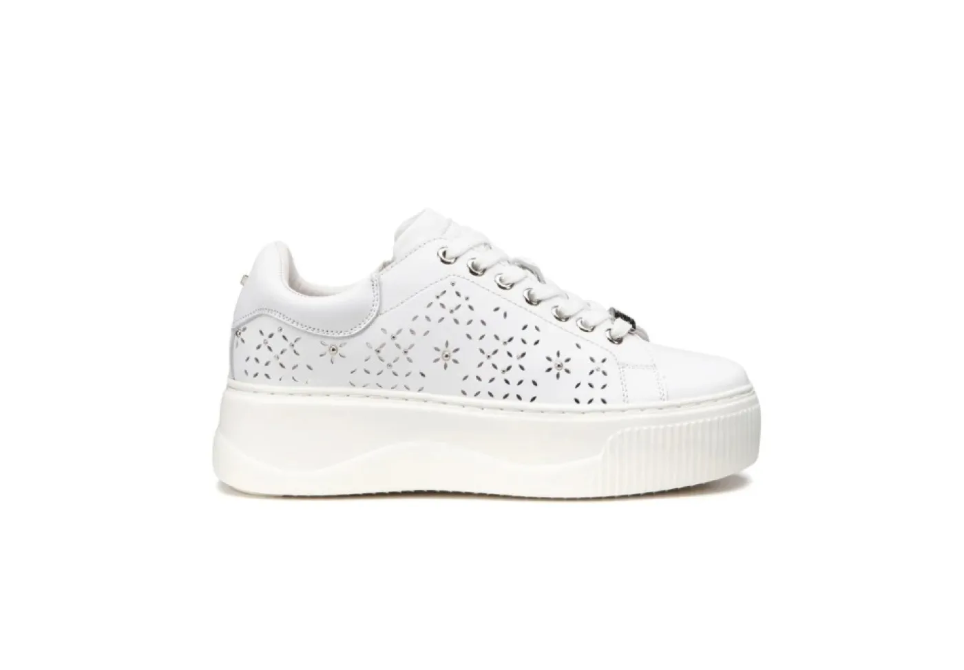 Cult Platform*Sneakers Da Donna In Pelle Traforata Clw337102 Bianche