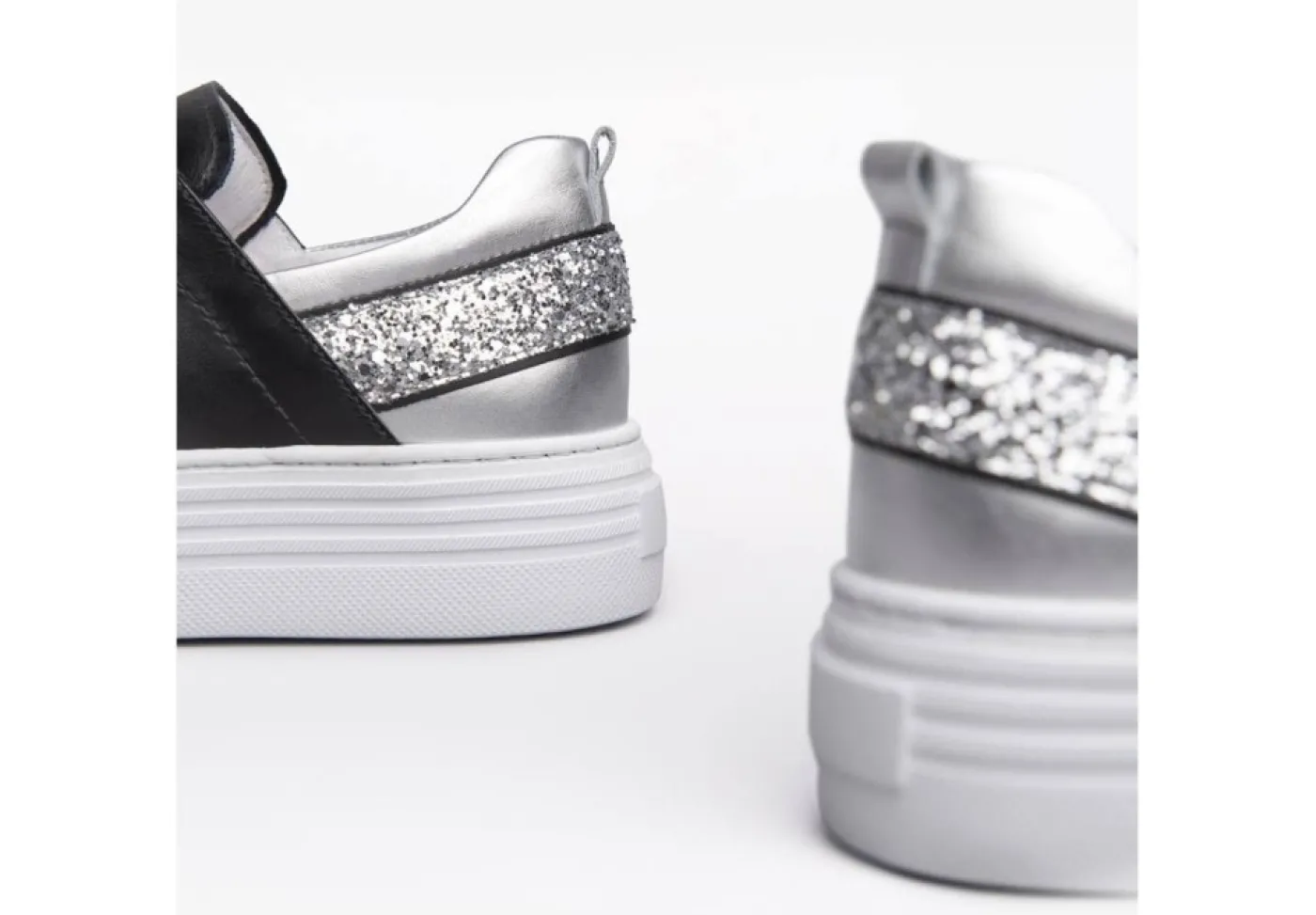 Nero Giardini Platform*Sneakers Da Donna In Pelle Platform Nero Argento