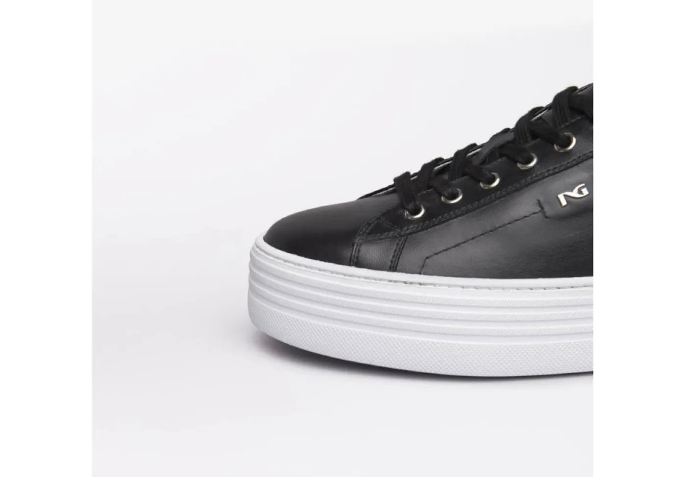 Nero Giardini Platform*Sneakers Da Donna In Pelle Platform Nero Argento