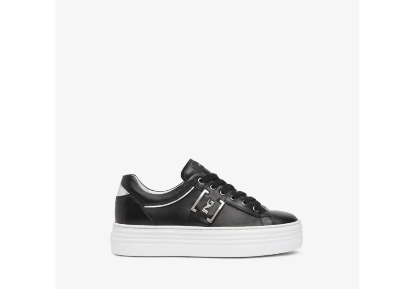 Nero Giardini Platform*Sneakers Da Donna In Pelle Nera Con Logo Platform