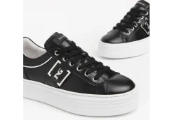 Nero Giardini Platform*Sneakers Da Donna In Pelle Nera Con Logo Platform