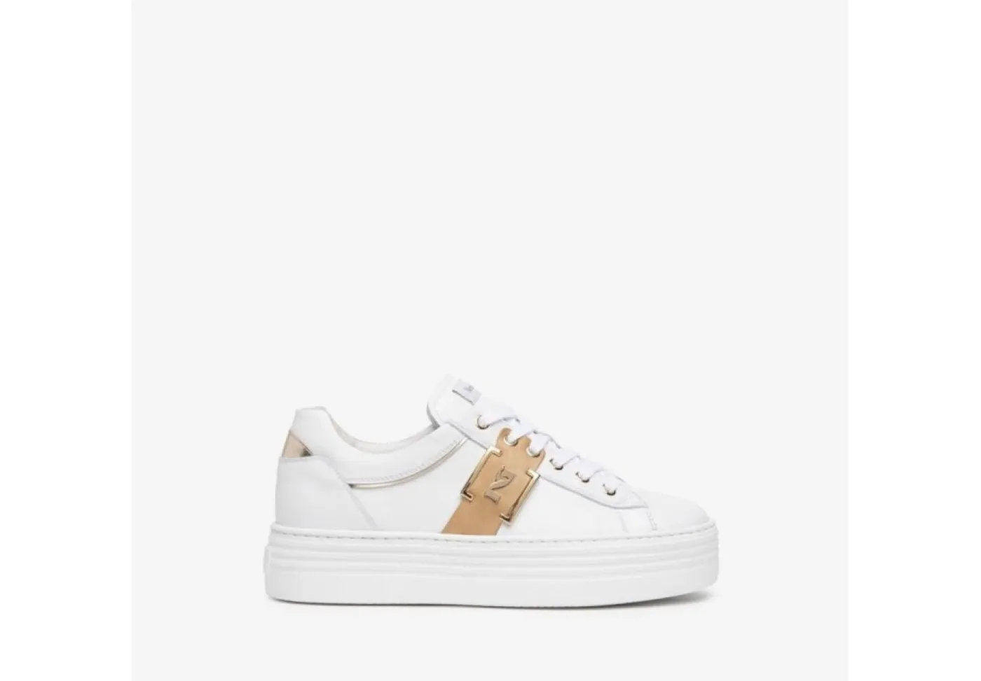 Nero Giardini Platform*Sneakers Da Donna In Pelle Bianca Platform Bianco