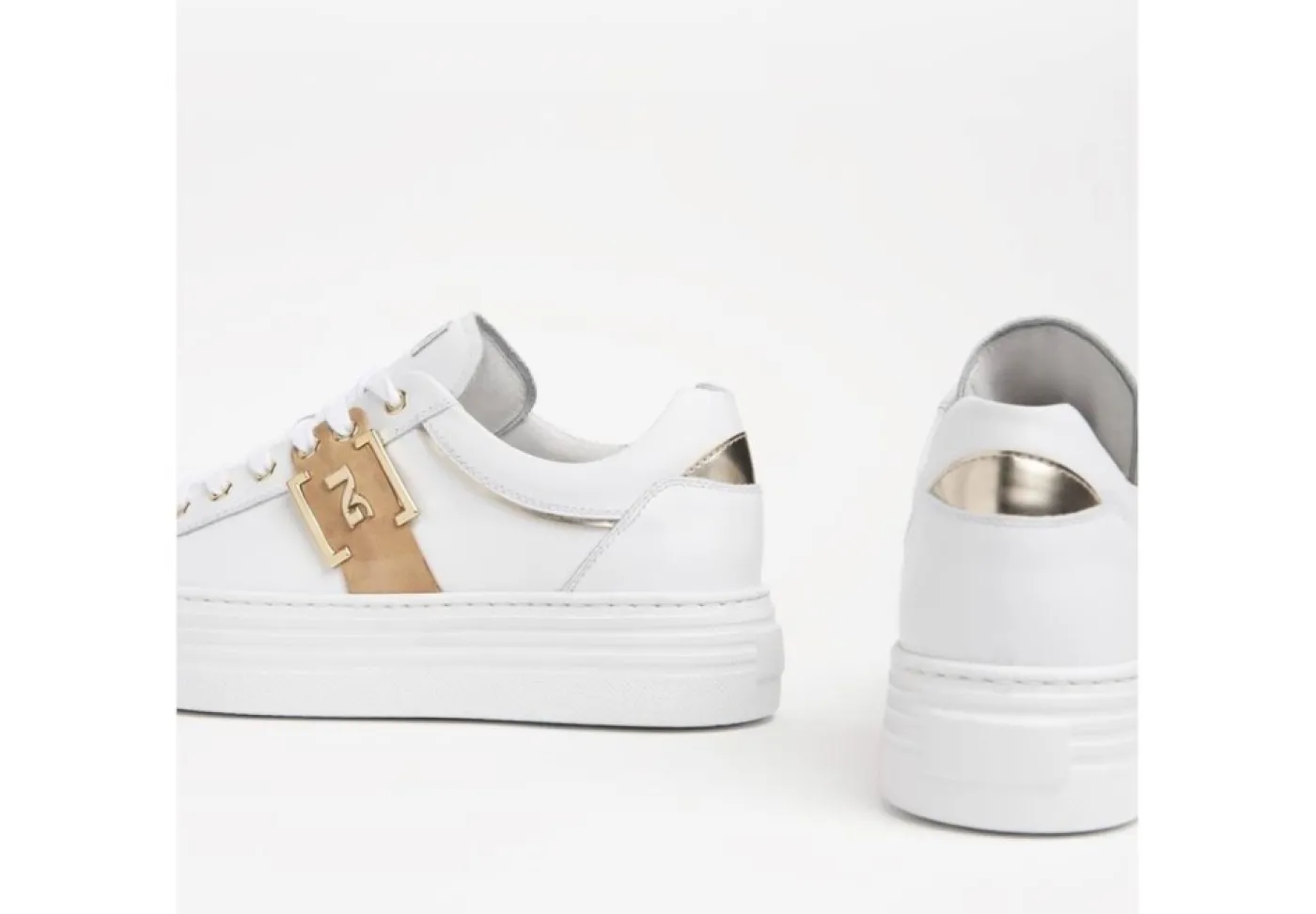 Nero Giardini Platform*Sneakers Da Donna In Pelle Bianca Platform Bianco