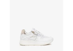Nero Giardini Sneakers Basse*Sneakers Da Donna In Pelle Bianca Con Inserti Laminati E Zip Nero Giar