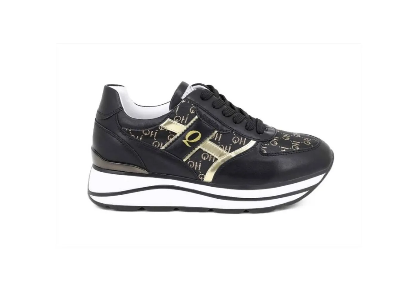 Queen Helena Platform*Sneakers Da Donna Sportiva Platform Nero Oro