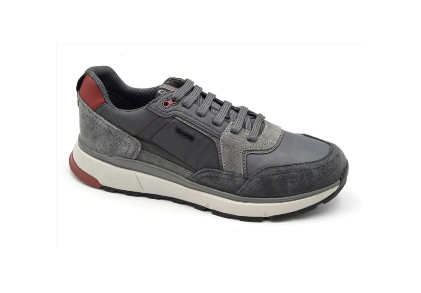 Geox Sneakers Basse*Sneakers Da Uomo In Pelle Con Lacci E Zip U16Dqa Anthracite Dk Red