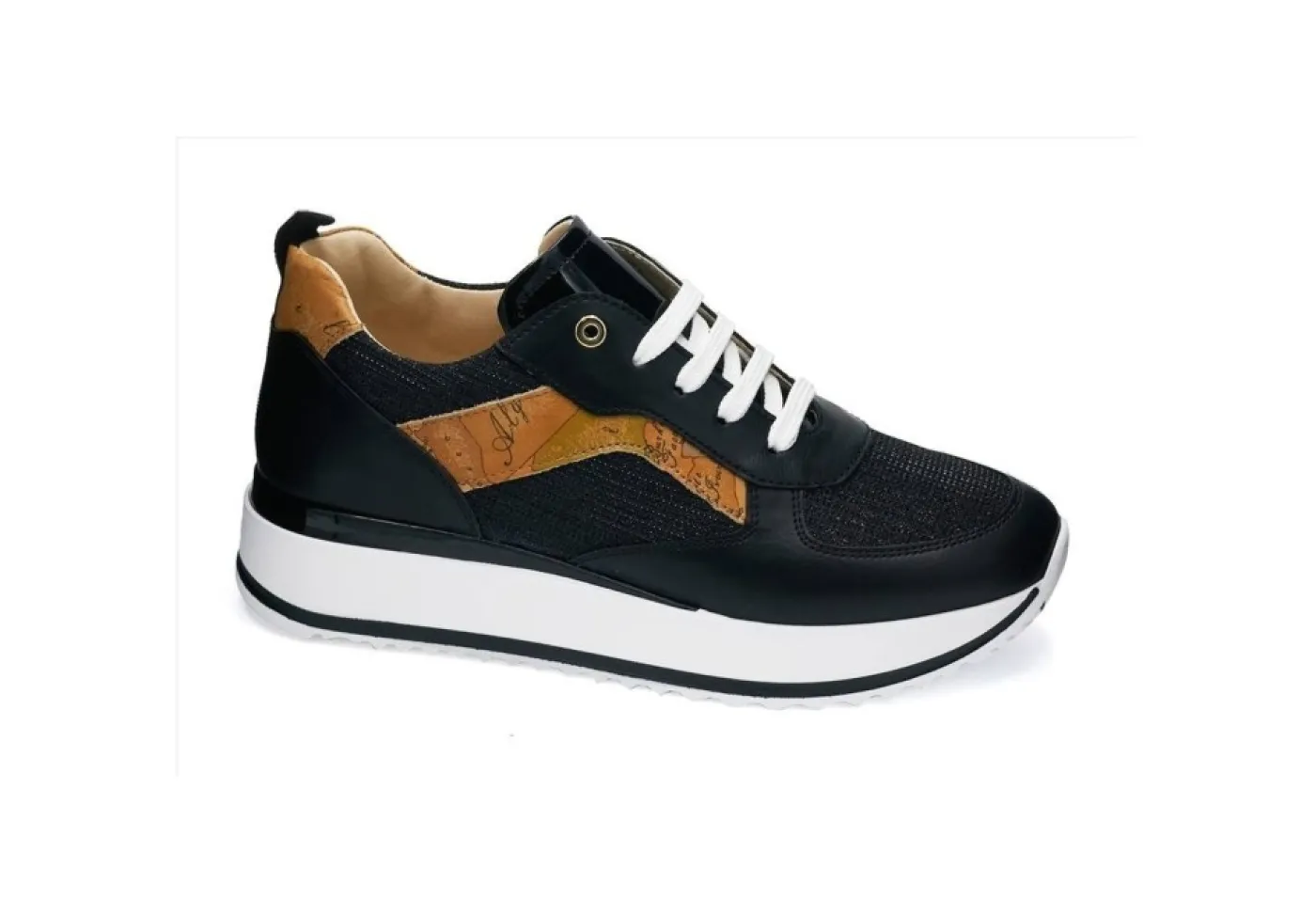 Alviero Martini J Sneakers Basse*Sneakers In Pelle E Lurex 10926 Nero