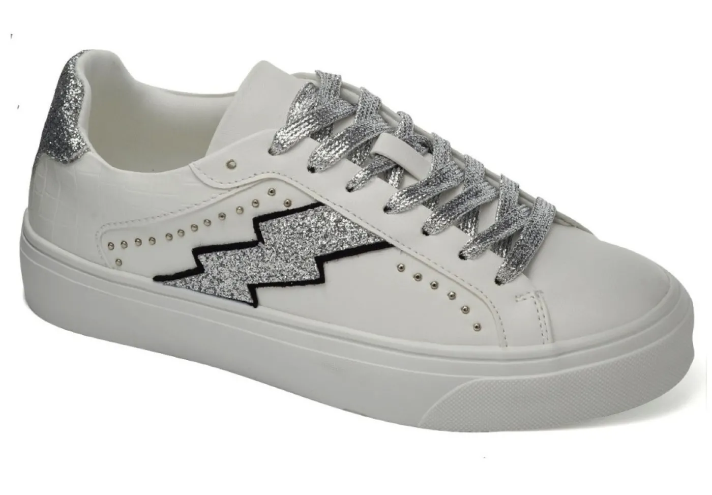 Gold&Gold Sneakers Basse*Sneakers In Similpelle Con Dettagli Glitterati Gold&Gold Gb105 Bianca