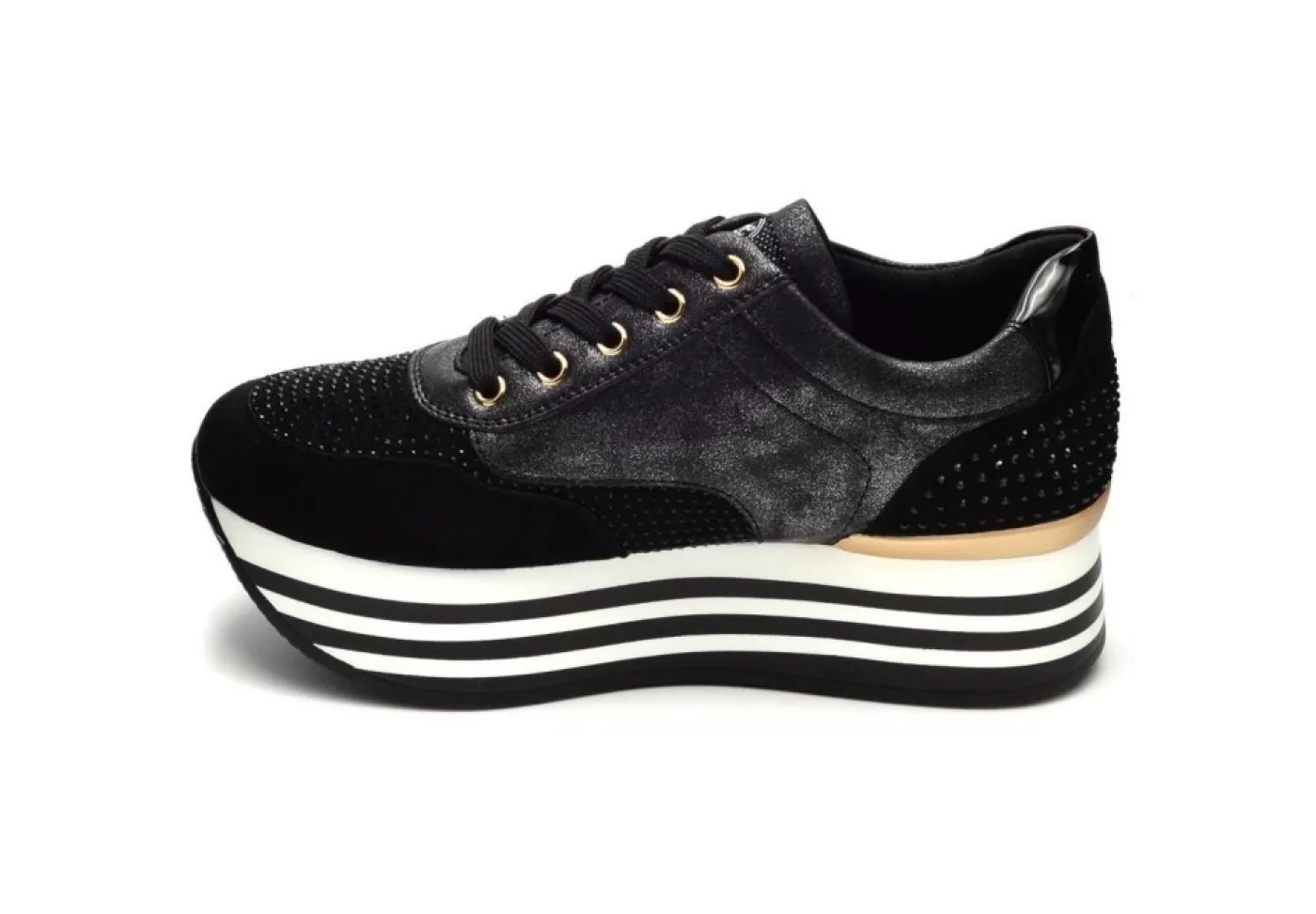 Queen Helena Platform*Sneakers Platform Con Strass E Zip X25-35