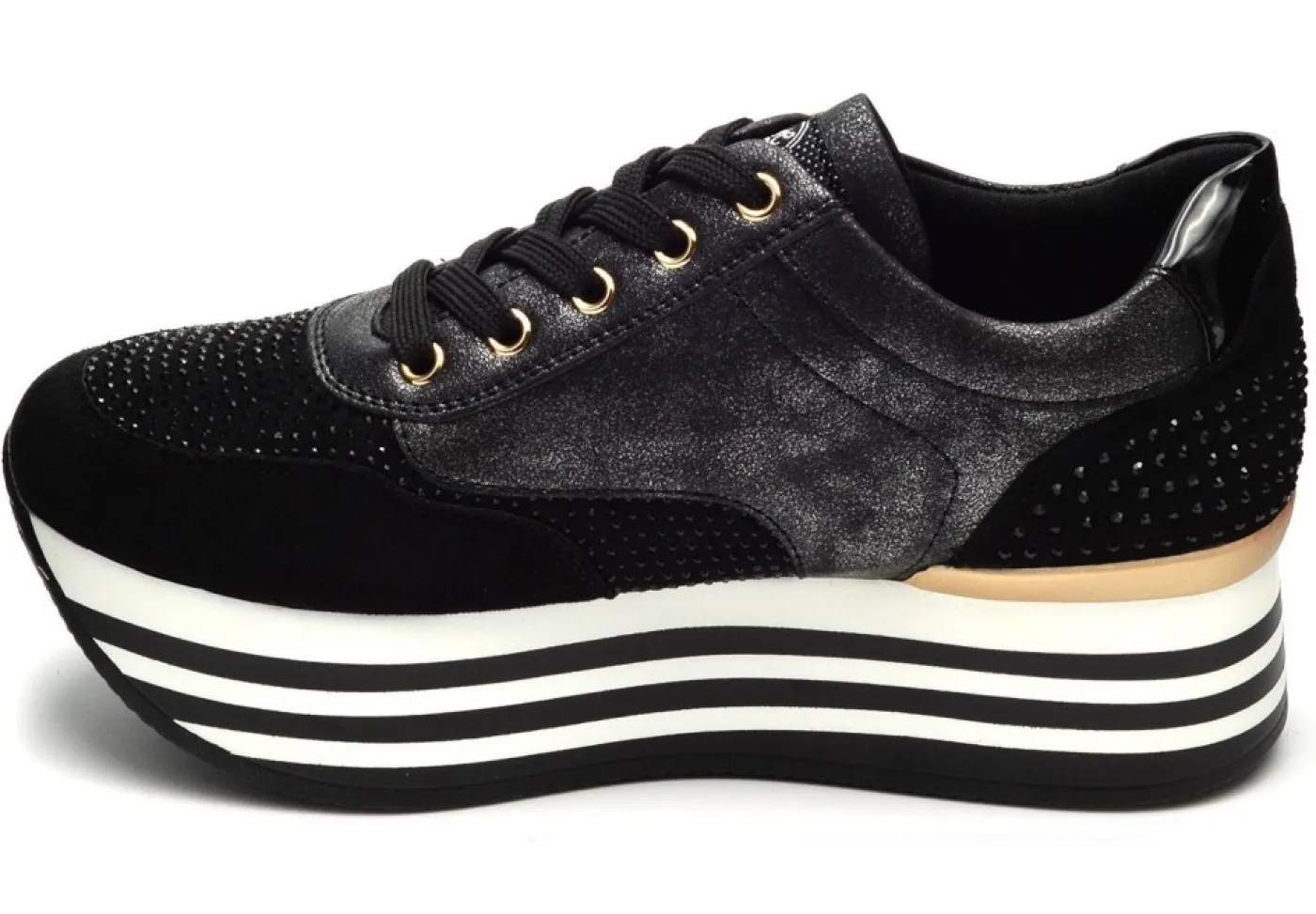 Queen Helena Platform*Sneakers Platform Con Strass E Zip X25-35