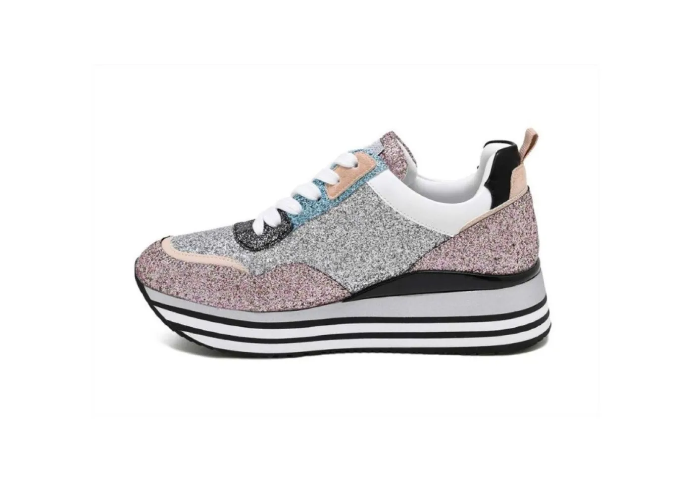 Queen Helena Platform*Sneakers Platform Da Donna Glitterate Purple Silver