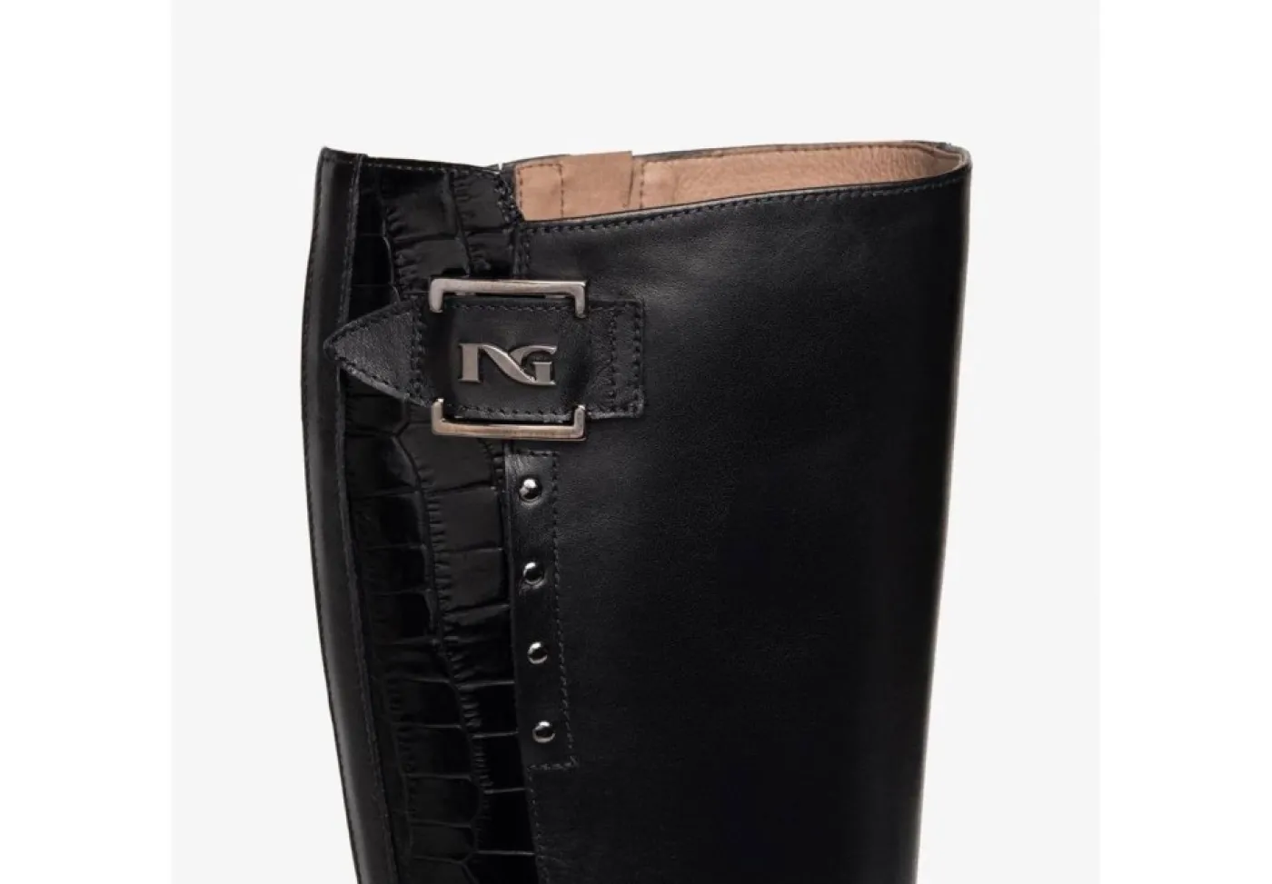 Nero Giardini Stivali Alti*Stivale Da Donna In Pelle Coccodrillo Con Zip I205700D N