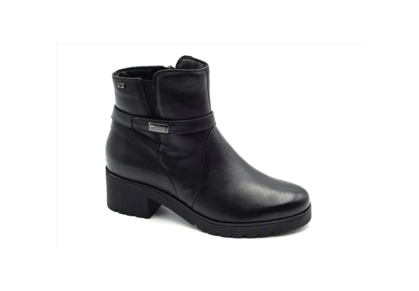 Valleverde Tronchetti*Tronchetto Casual In Pelle Con Zip 16122 Vitello Nero