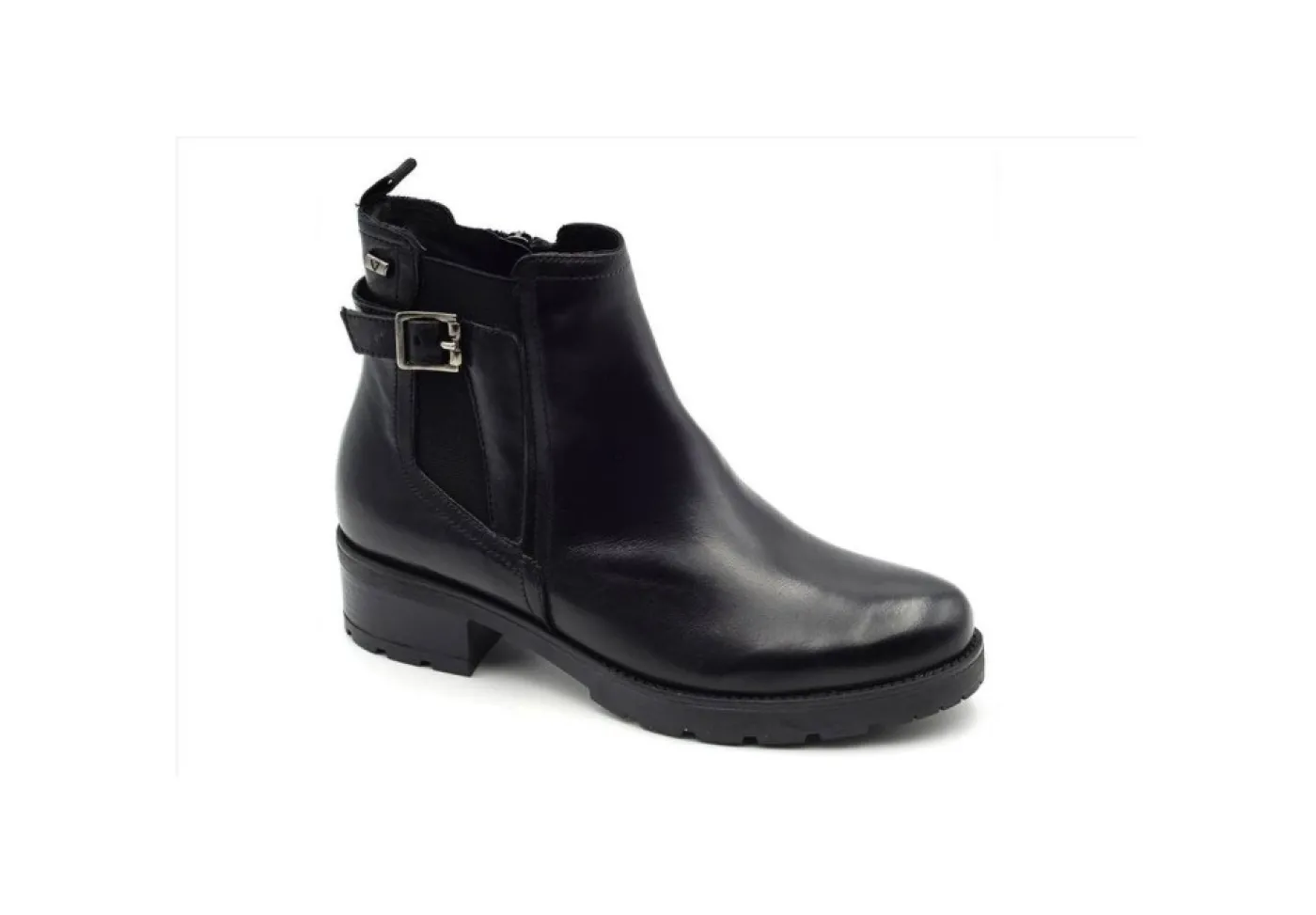 Valleverde Tronchetti*Tronchetto Casual In Pelle Con Elastico E Zip 49551 Vitello Nero