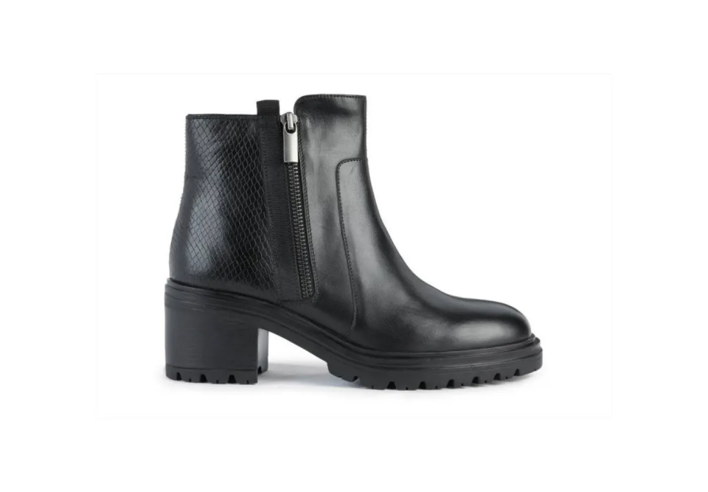 Geox Tronchetti*Tronchetto Da Donna Con Tacco In Pelle D26Qcb Black