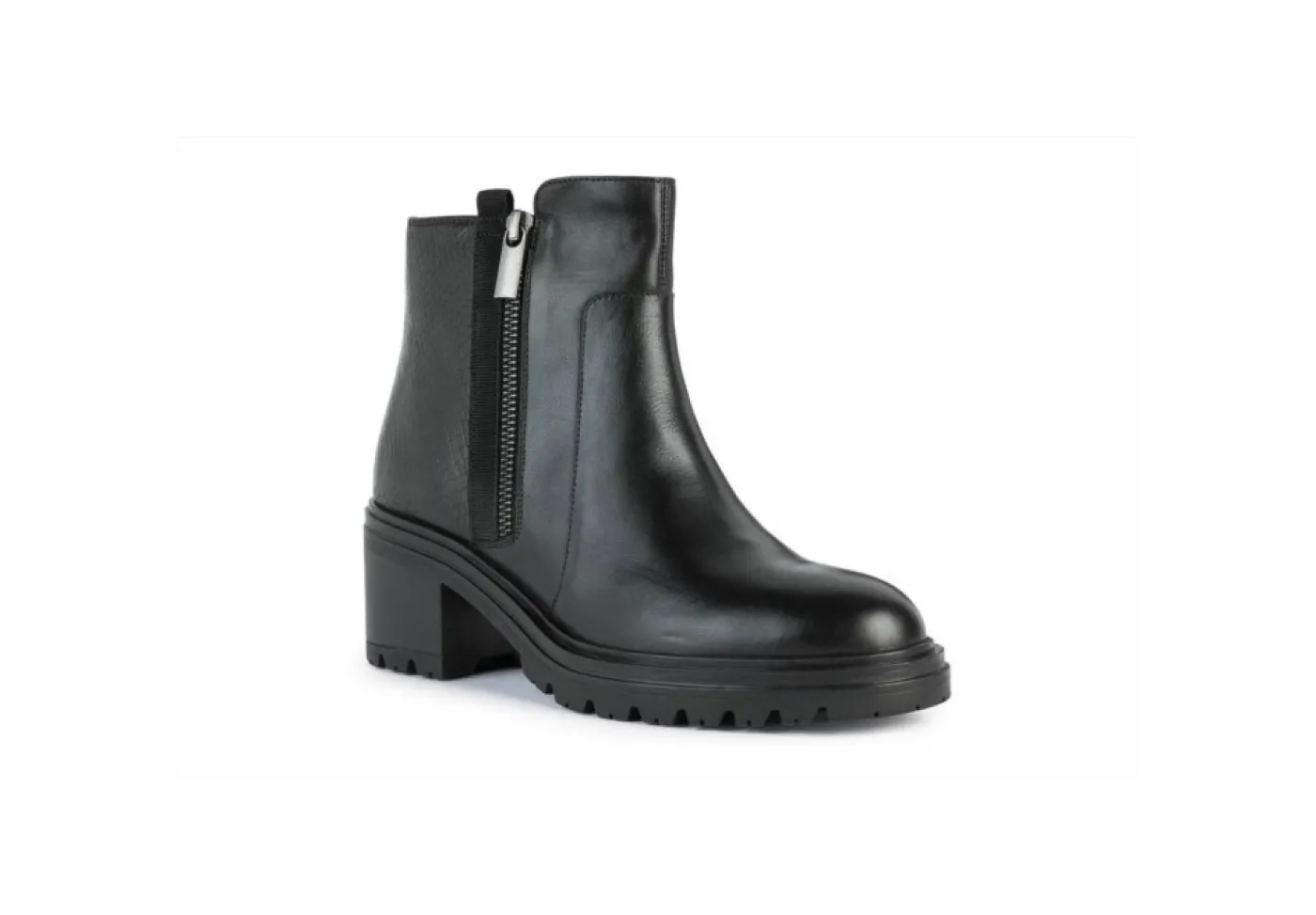 Geox Tronchetti*Tronchetto Da Donna Con Tacco In Pelle D26Qcb Black