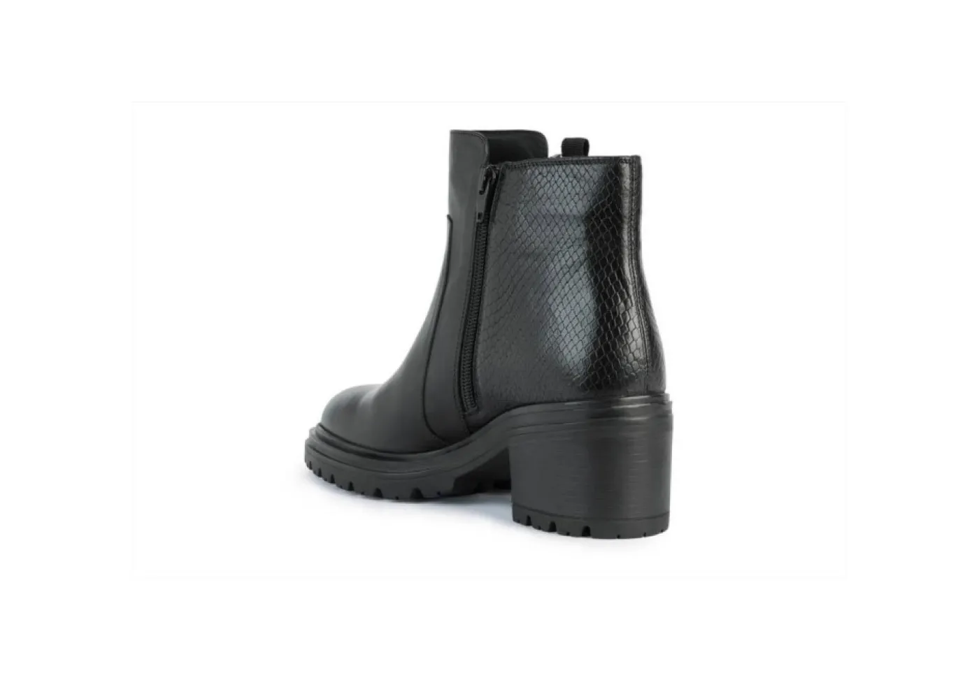Geox Tronchetti*Tronchetto Da Donna Con Tacco In Pelle D26Qcb Black