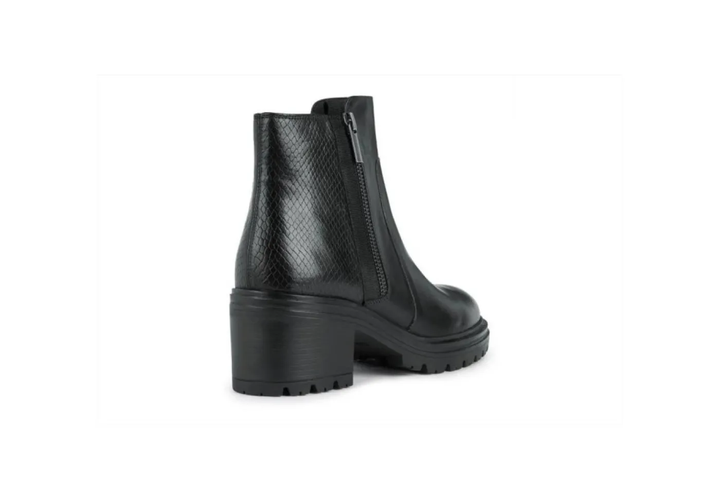 Geox Tronchetti*Tronchetto Da Donna Con Tacco In Pelle D26Qcb Black